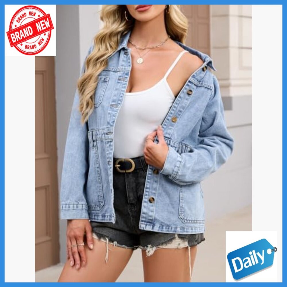 Oversized Denim Jacket Button Down Boyfriend Shac… - image 6